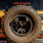 KC HiLiTES 2018+ Jeep Wrangler JL / 2021+ Ford Bronco Raptor Spare Tire Carrier Light Mount on offroad tires