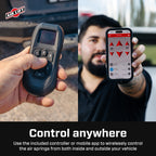 Air Lift Wireless Air Tank Kit w/ EZ Mount remote control and app features for adjusting air springs.