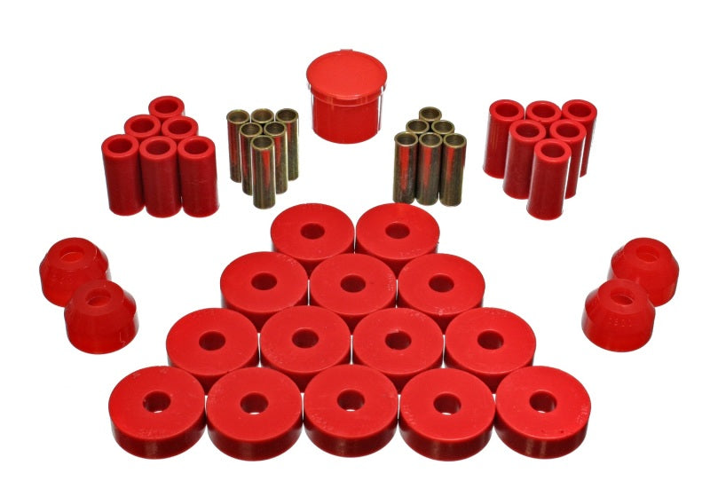 Energy Suspension 55-75 Jeep CJ5/CJ6 Red Hyper-Flex Master Bushing Set for offroad performance upgrades