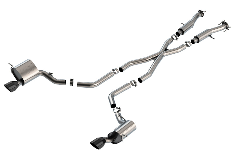Borla 15-21 Jeep Grand Cherokee SRT 6.4L V8 AWD ATAK Cat-Back Exhaust System - Black Tips T-304SS Main image