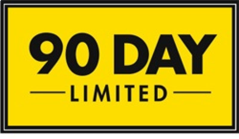 90 Day Limited warranty label in bold black on yellow