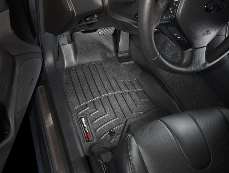 WeatherTech 07-13 Infiniti G35 Front FloorLiner - Black installed in a car interior for protection.