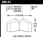 Hawk 94-96 Ferrari 456GT Rear / 91-94 Porsche 911 Rear / 94-98 Porsche 911 Front / 86-91 Porsche 928 brake pad specs