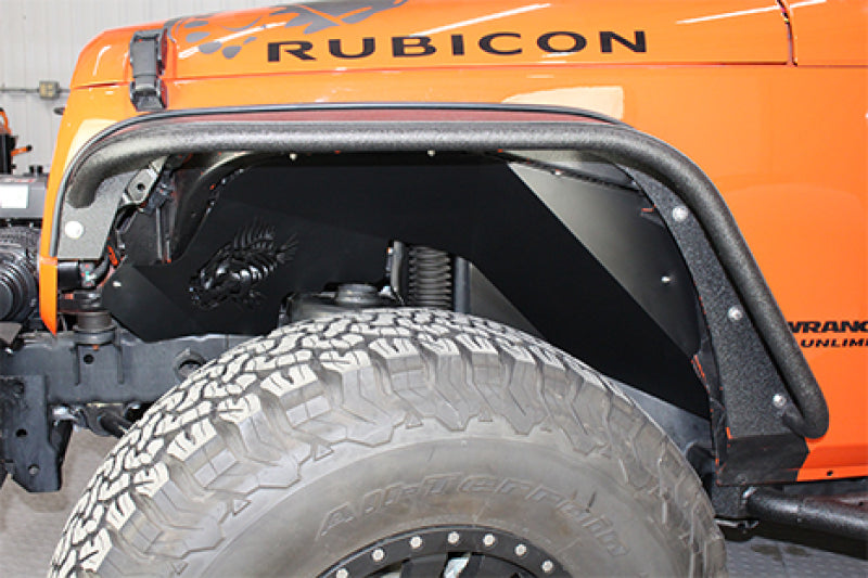 Fishbone Offroad 07-18 Jeep Wrangler JK Logo Aluminum Inner Fenders - Black Powdercoat Secondary image