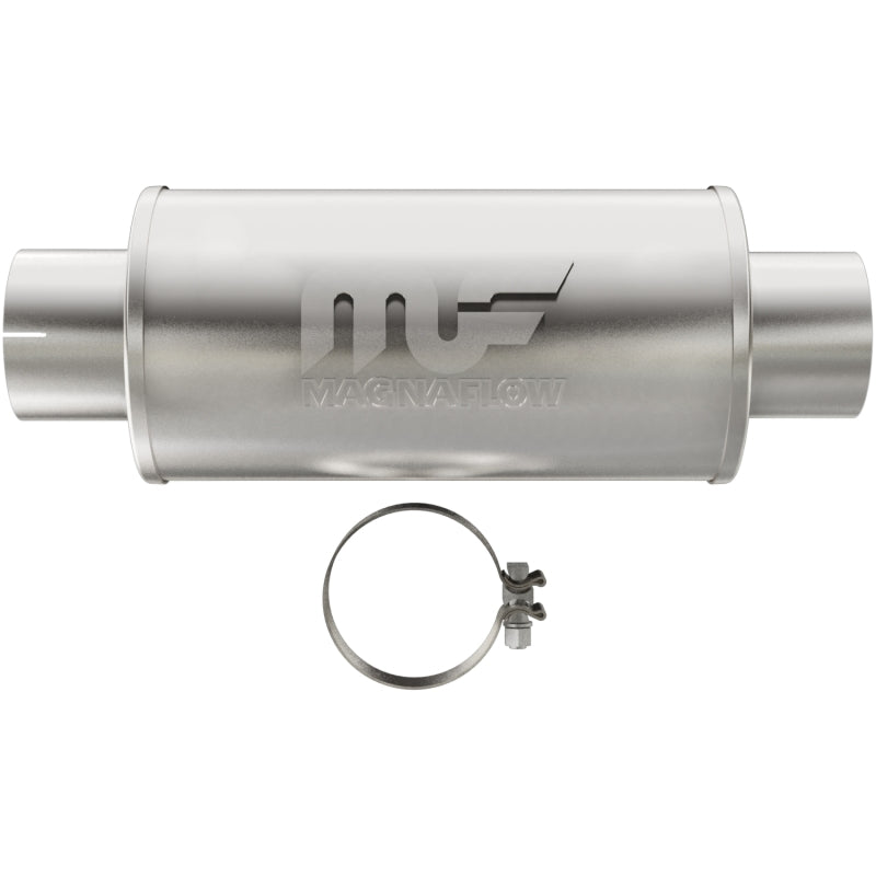 MagnaFlow Muffler Mag DSL SS 7x7x14 4in Inlet 4in Outlet for offroad performance upgrades.