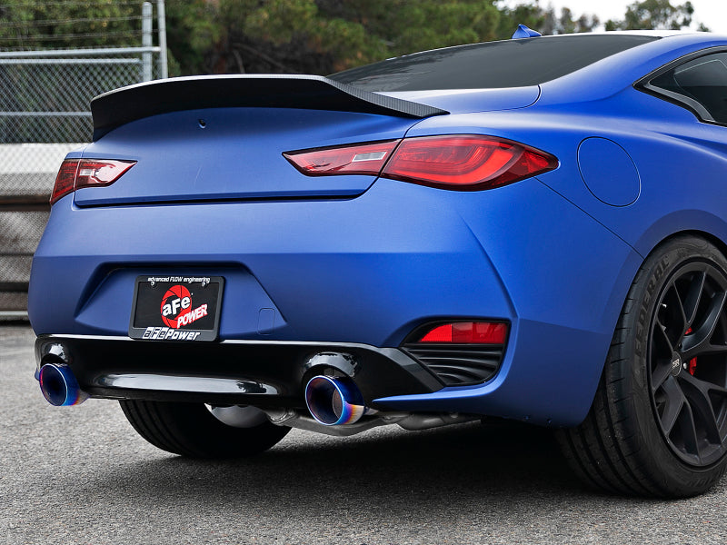 aFe POWER Takeda 2.5in 304 SS Axle-Back Exhaust w/ Blue Flame Tips 17-19 Infiniti Q60 V6-3.0L (tt) Secondary image