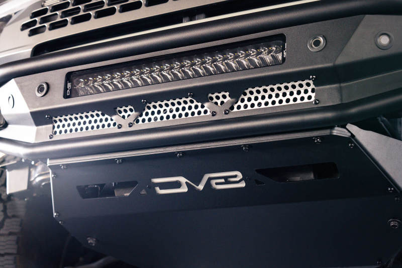 DV8 Offroad 21-22 Ford Bronco Competition Series Front Bumper with skid plate and LED lights