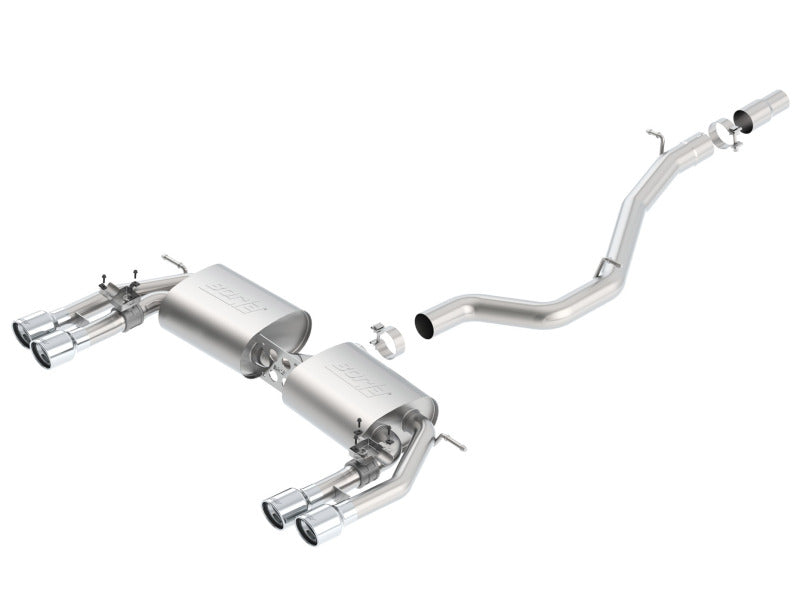 Borla 13-15 Audi S3 S-Type Dual Round Rolled Catback Exhaust system with polished T-304 stainless steel tips