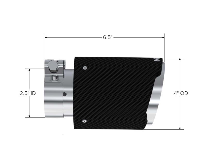 MBRP Universal Carbon Fiber Tip 4in OD/2.5in Inlet/6.5in L Secondary image