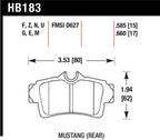 HB183 diagram for Hawk 2001-2001 Ford Mustang Bullitt 4.6 HPS 5.0 Rear Brake Pads