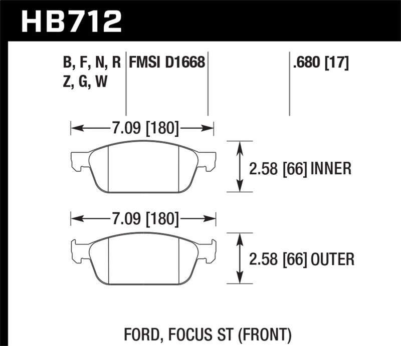 Hawk 13-14 Ford Focus 2.0L ST Front ER-1 Brake Pads Secondary image