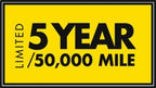Limited 5 Year/50,000 Mile warranty for automotive parts