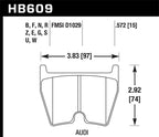 Hawk Performance Ceramic Street Brake Pads dimensions for AUDI