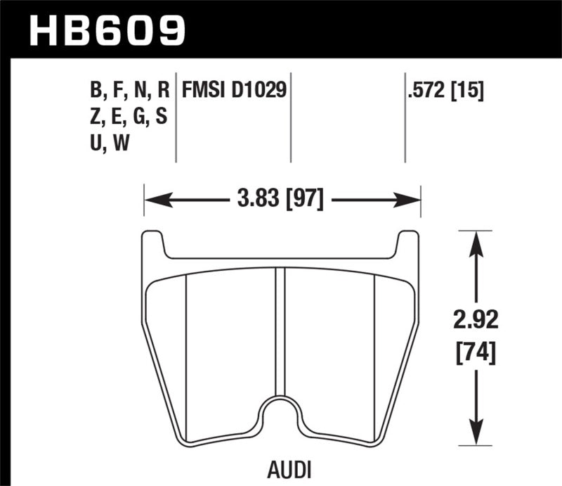 Hawk Performance Ceramic Street Brake Pads dimensions for AUDI