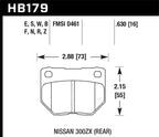 Hawk 89-93 Nissan 300ZX / 89-95 Skyline / 06-07 Subaru Impreza WRX Race HT-10 Rear Brake Pads technical drawing dimensions