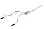 Borla 14 Sierra 1500 C/B S-Type Exhaust/2.75in Into Dual 2.25in Out 4in Split Rear Exit-Black Chrome components
