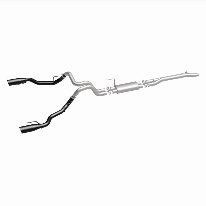 MagnaFlow SYS Cat-Back 2017 Ford F-150 Raptor 3.5L Dual Black Coated 3in Tips exhaust system for offroad performance upgrades.