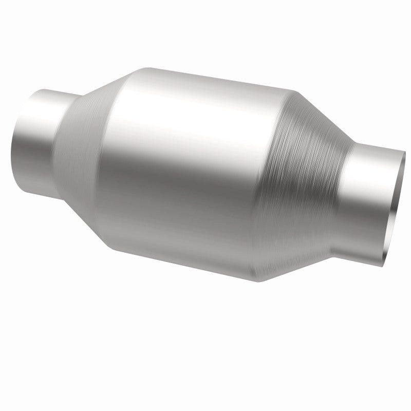 MagnaFlow Conv Univ 2.25in Inlet/Outlet Center/Center Round catalytic converter for off road parts and performance upgrades.