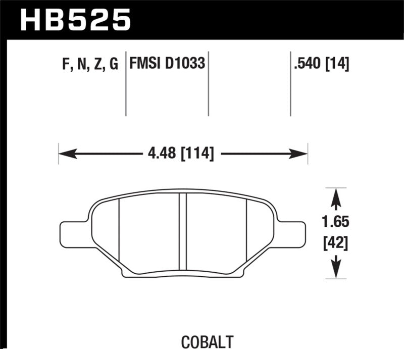 Hawk HPS Street Brake Pads technical specifications diagram