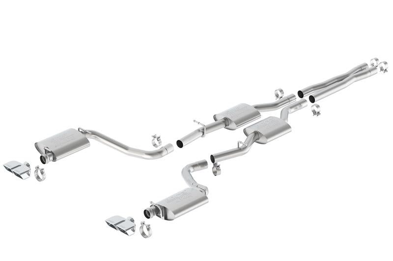 Borla 15-16 Dodge Challenger R/T 5.7L Dual Rectangle Angle Cut Dual Split Rear Exit ATAK Exhaust components.