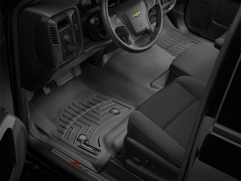 WeatherTech 14+ Chevrolet Silverado Front FloorLiner - Black in vehicle interior