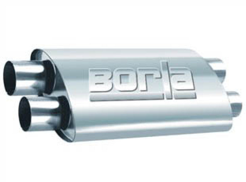 Borla 2.50in Dual In/Out 19in x 9.5in x 4in PRO-XS Muffler for performance offroad parts and Jeep Wrangler accessories.