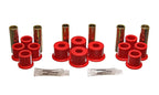Energy Suspension 8/81-96 Ford F100/F150 2WD Red Rear Leaf Spring Bushing Set for offroad performance upgrades.