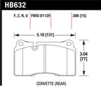 Hawk 06-10 VW Touareg Front / 09-11 Corvette Z06/ZR-1 (w/Carbon Ceramic Brake Package and Iron rotor) specifications