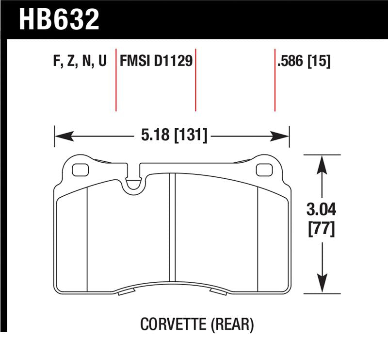 Hawk 06-10 VW Touareg Front / 09-11 Corvette Z06/ZR-1 (w/Carbon Ceramic Brake Package and Iron rotor) specifications