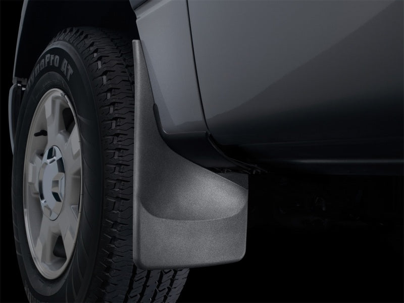 WeatherTech 11+ Ford Explorer No Drill Front Mudflaps close-up.