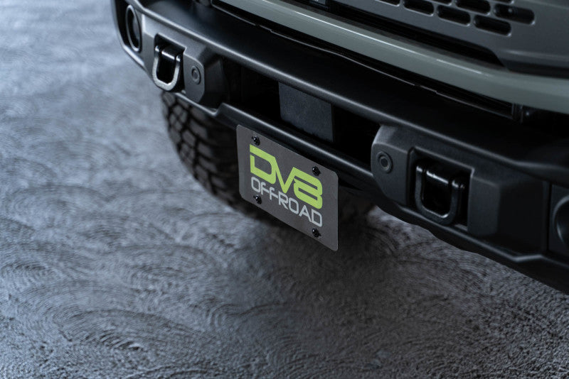 DV8 Offroad 21-23 Ford Bronco Capable Bumper Front License Plate Mount on vehicle