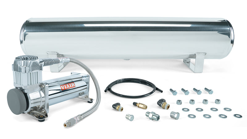 Air Lift 4 Gal. Polished Tank w/ Viair 444c Chrome Compressor (Incl. Fittings & Mounting Hardware) for offroad performance upgrades.
