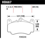 Hawk 02-05 Porsche 911 Carrera 4 Turbo Look/Carrera 4S Front HPS Street Brake Pads dimensions diagram