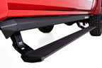 AMP Research 2014-2017 Chevrolet Silverado 1500 Crew Cab PowerStep XL - Black on red truck, ideal for offroad parts and performance upgrades.