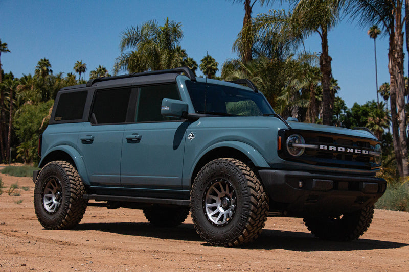 ICON Compression 17x8.5 6x5.5 25mm Offset 5.75in BS 95.1mm Bore Titanium Wheel on a custom Bronco