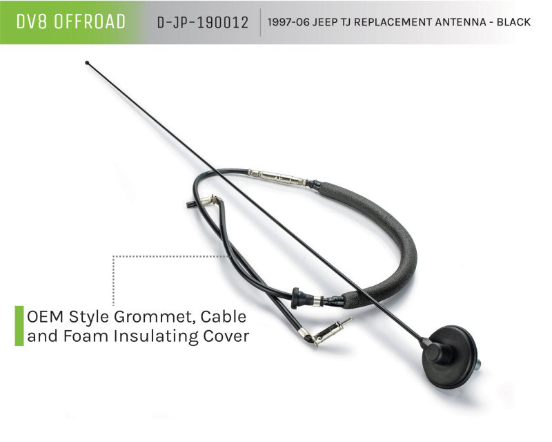 DV8 Offroad 1997-06 Jeep TJ Replacement Antenna Black for offroad performance upgrades