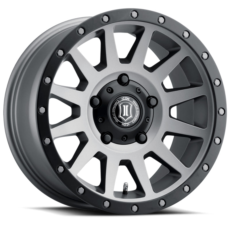 ICON Compression 17x8.5 5x150 25mm Offset 5.75in BS 110.1mm Bore Titanium Wheel for offroad performance upgrades.