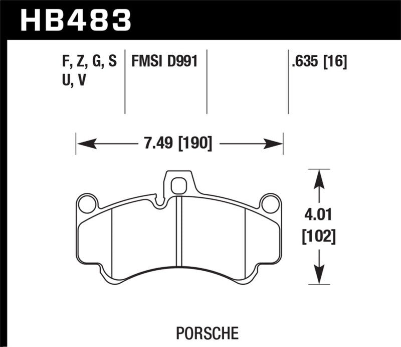 Hawk 05-08 Porsche 911 3.6L Carrera Ceramic Composite Brakes Front ER-1 Brake Pads Secondary image