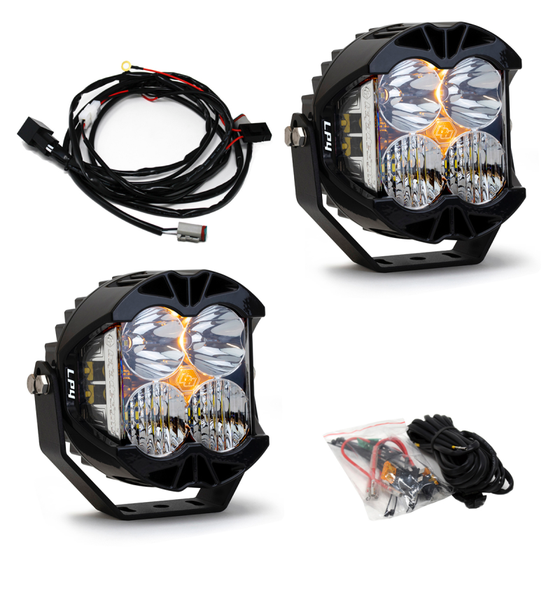 Baja Designs Jeep JL/JT Rubicon Steel Bumper LED Light Kit LP4 with wiring harness