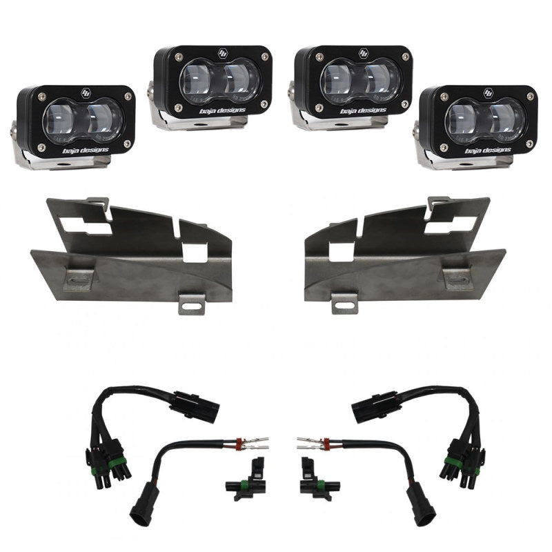 Baja Designs 19-22 Dodge RAM 1500 Rebel / 21-22 1500 TRX S2 SAE Dual Fog Pocket Light Kit - Clear components