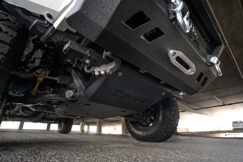 DV8 Offroad 2016+ Toyota Tacoma Center Bumper underside view with skid plate