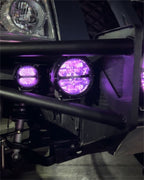 Rigid Industries 360-Series 4in LED Off-Road Diffused Beam - RGBW Backlight (Pair) on vehicle front