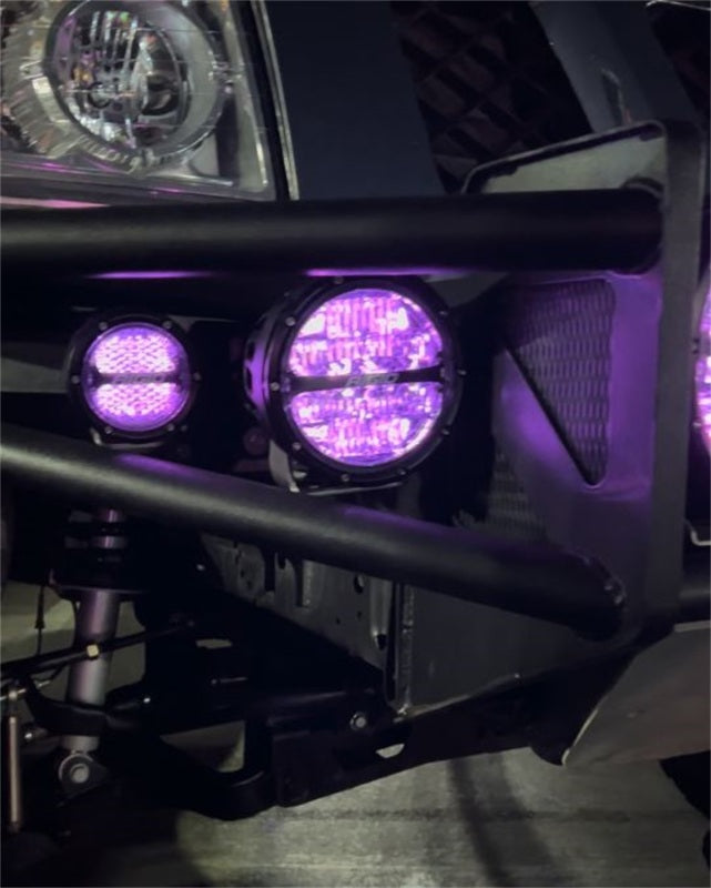 Rigid Industries 360-Series 4in LED Off-Road Diffused Beam - RGBW Backlight (Pair) on vehicle front