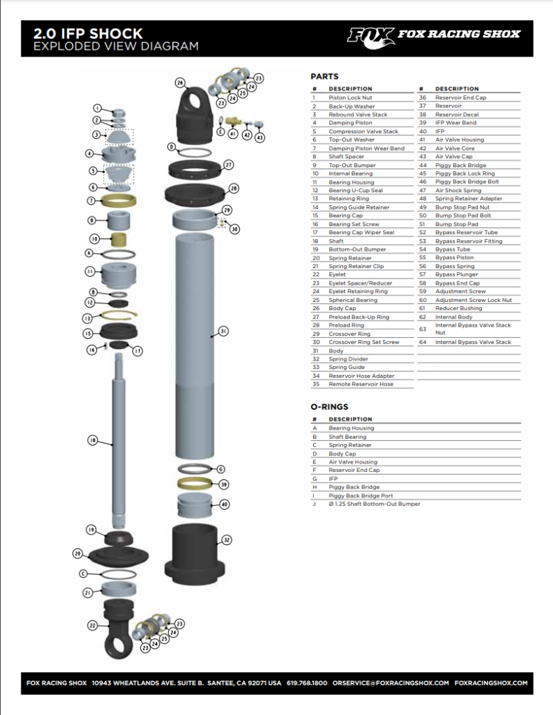 2.0 IFP shock exploded view diagram for performance offroad parts Main image