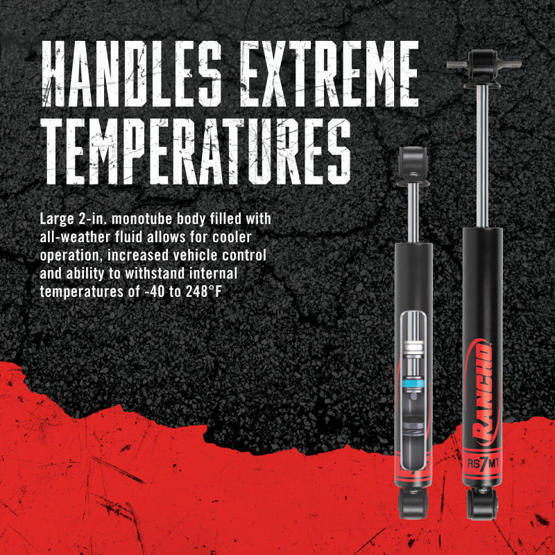 Rancho 07-18 Jeep Wrangler JK RS7MT Shock handles extreme temperatures