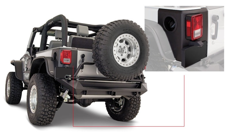 Bushwacker 07-18 Jeep Wrangler Trail Armor Rear Corners - Black Secondary image