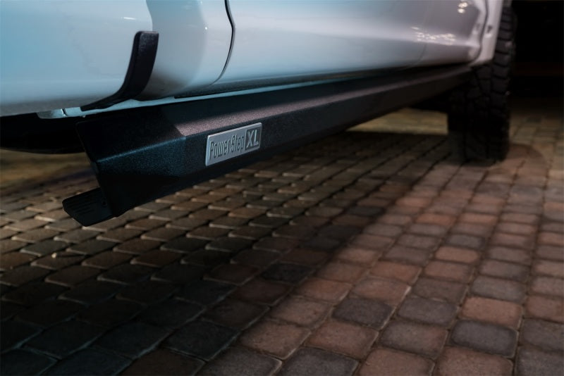 AMP Research 2007-2017 Toyota Tundra Extended Crew Cab (Plug N Play) PowerStep XL - Black on truck exterior