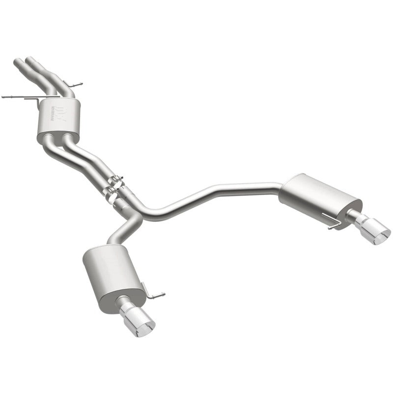 MagnaFlow Sys C/B 12-15 Audi A6 / A7 3.0L V6 SS 2.5in Dual Split Rear Ext 4in Tips exhaust system image.