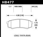 Hawk HPS Street Brake Pads diagram for Lexus, Toyota rear