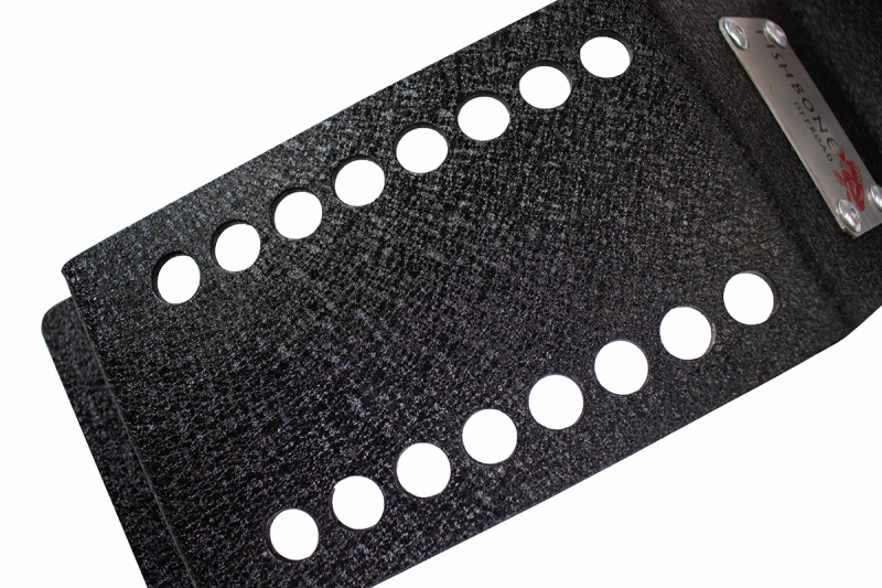 Fishbone Offroad Tacoma In Bed Rotopax Mount close-up showing mounting holes.